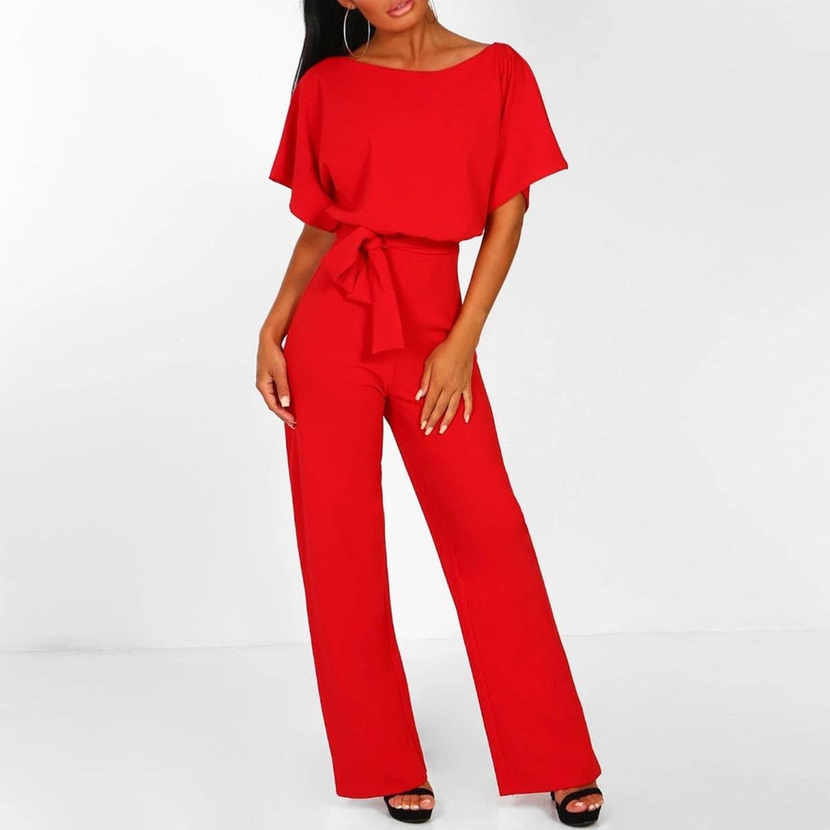 Alice | Short Sleeve Jumpsuit with Belt