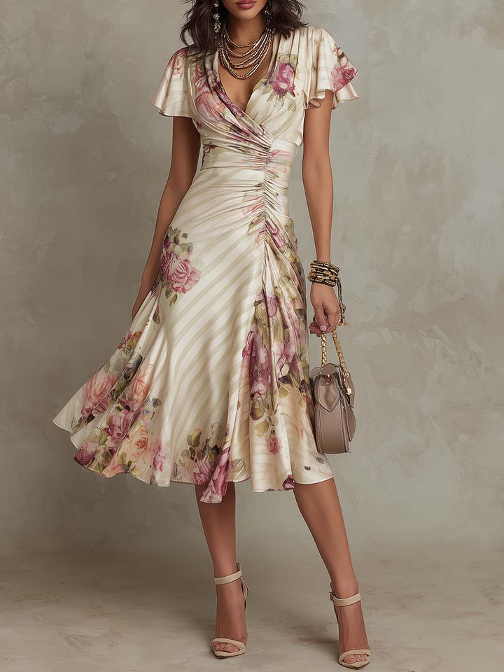 Alba | Elegant Floral Midi Dress