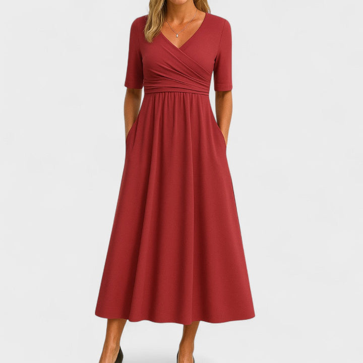 Carol | Chic V-Neck Midi Dress