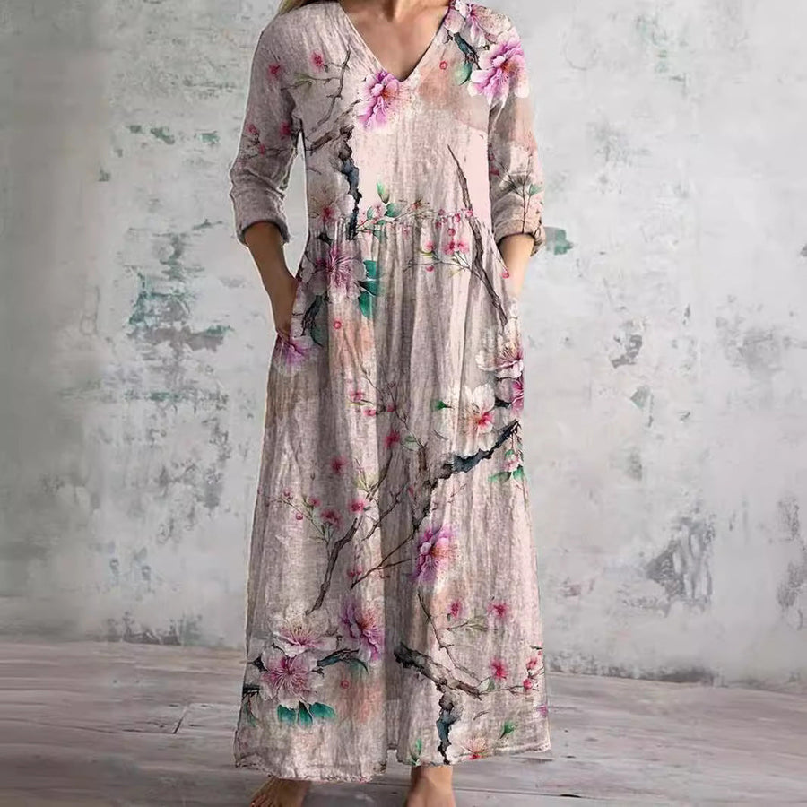 Olivia | Summer Dress with V-Neck and Floral Pattern