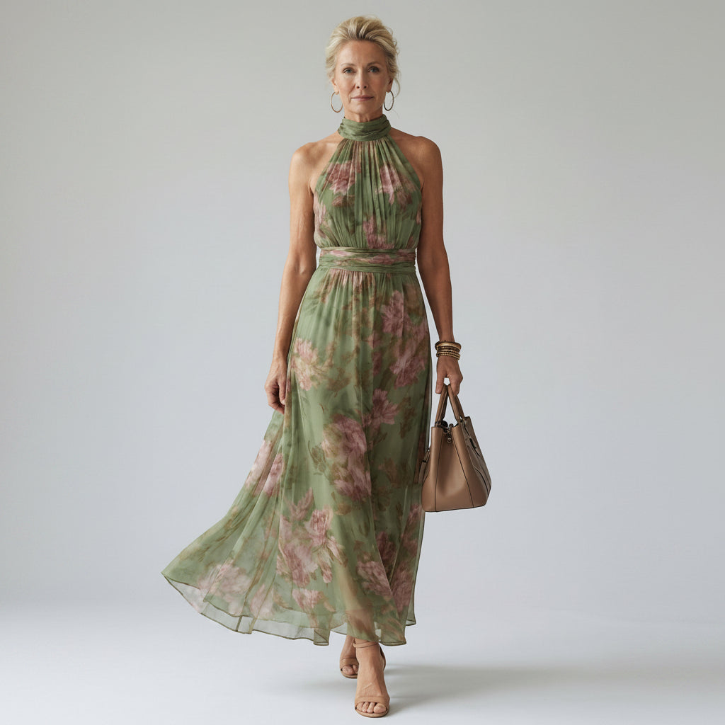Serena | Gathered Halter Midi Dress