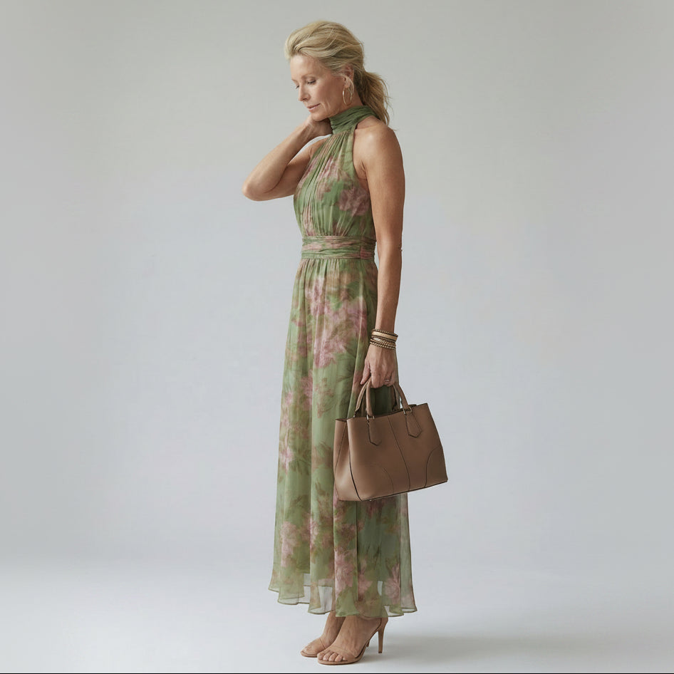 Serena | Gathered Halter Midi Dress