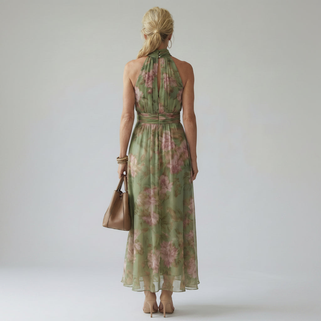 Serena | Gathered Halter Midi Dress