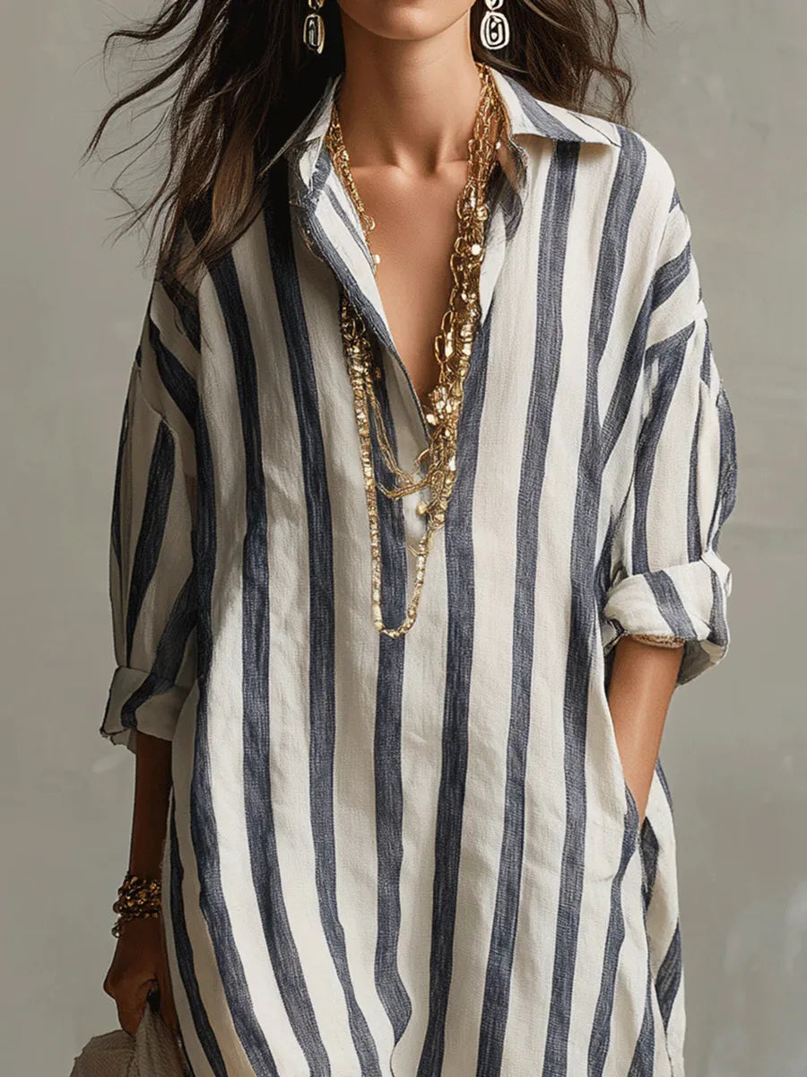 Paulina | Long Striped Shirt Dress