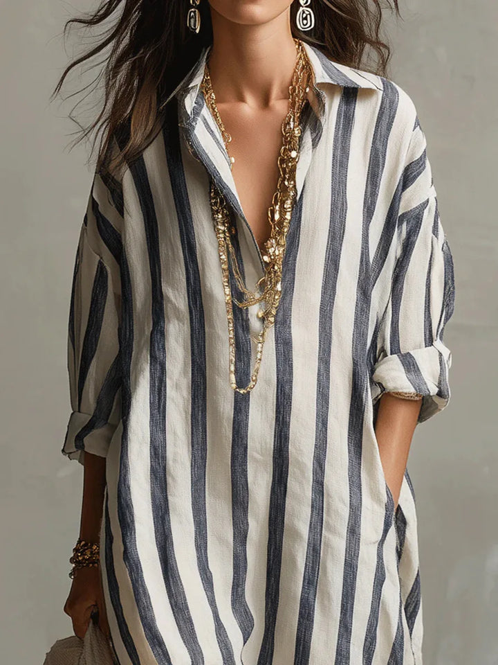 Paulina | Long Striped Shirt Dress