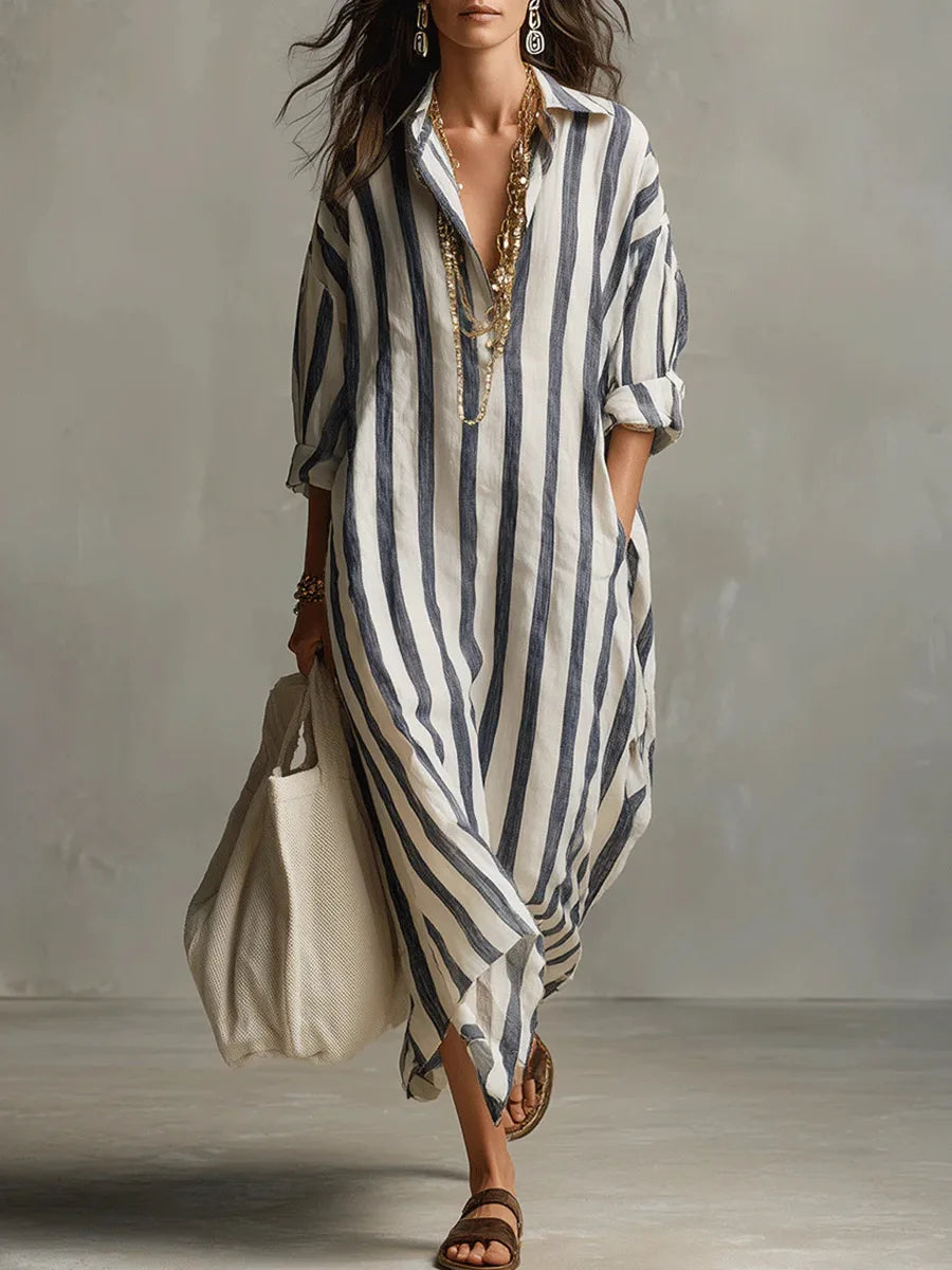 Paulina | Long Striped Shirt Dress