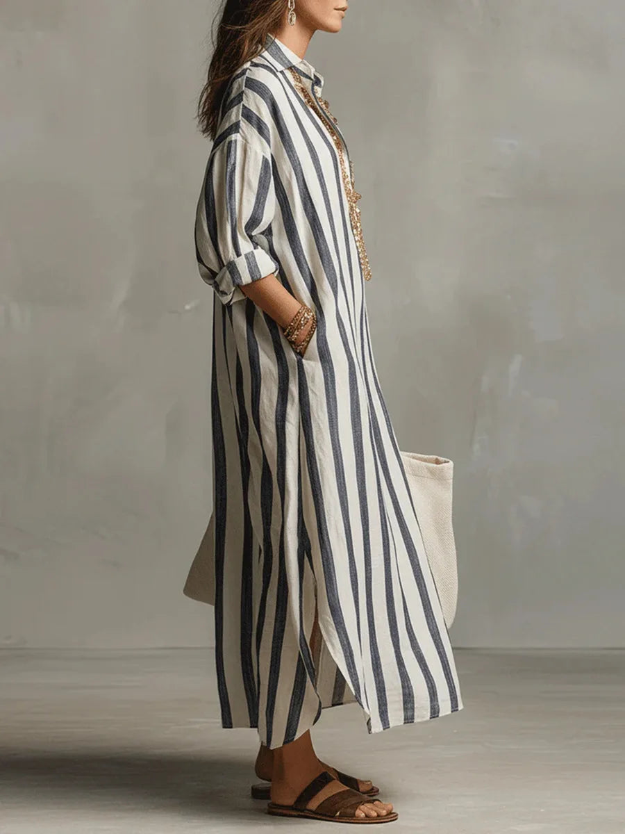 Paulina | Long Striped Shirt Dress