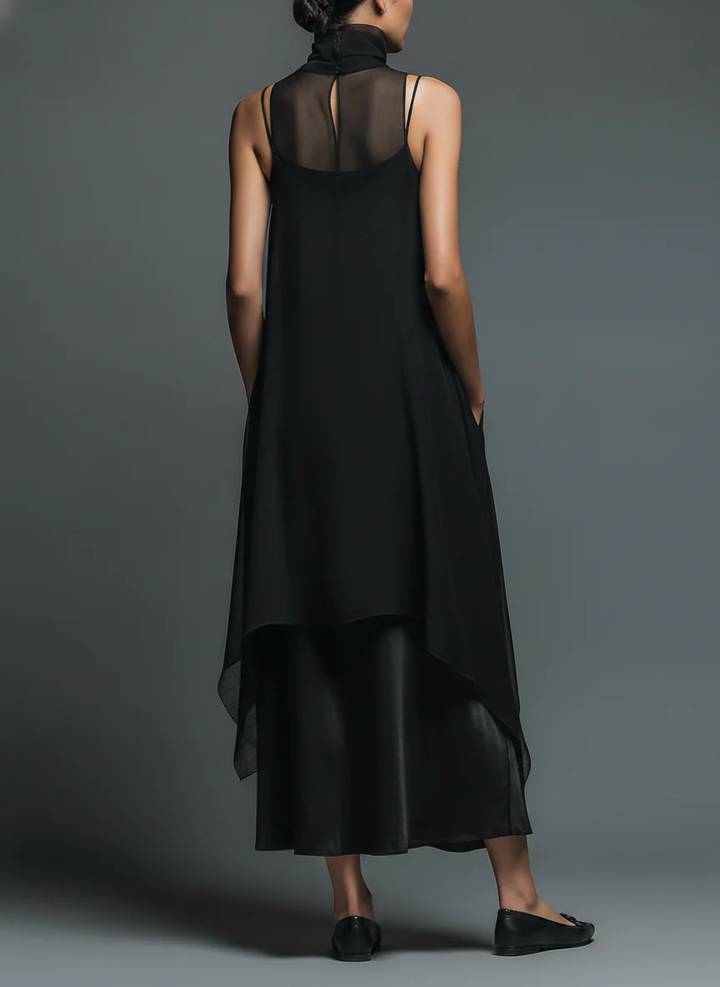 Monica | Acetate Slip Dress with Overlay
