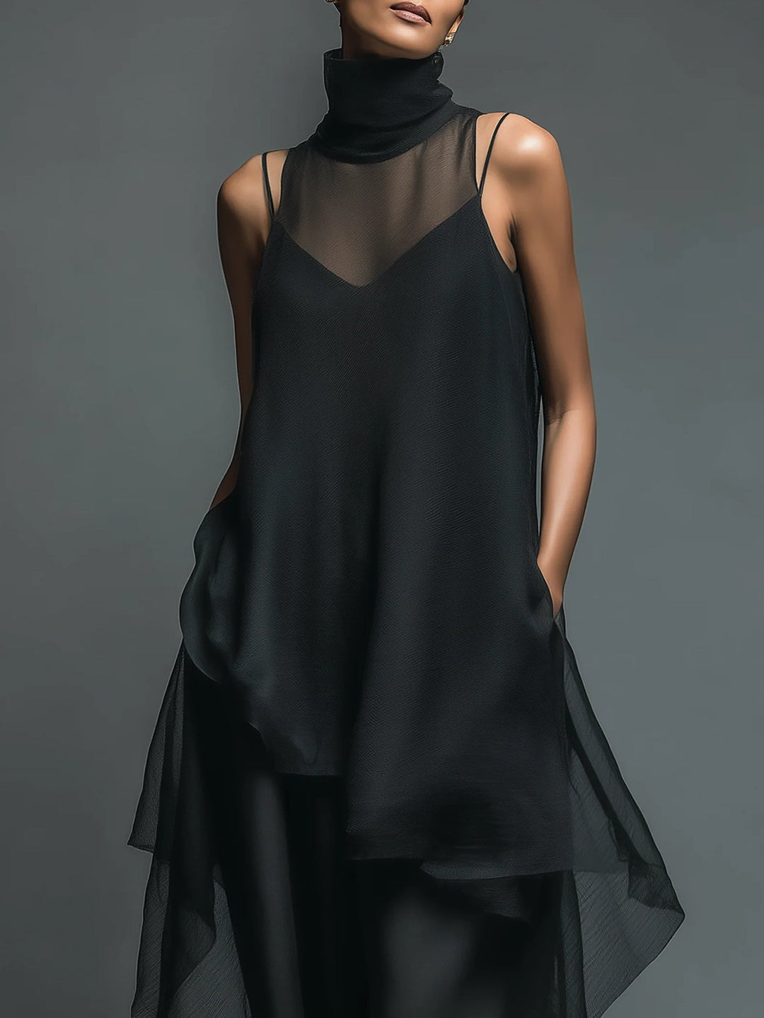Monica | Acetate Slip Dress with Overlay
