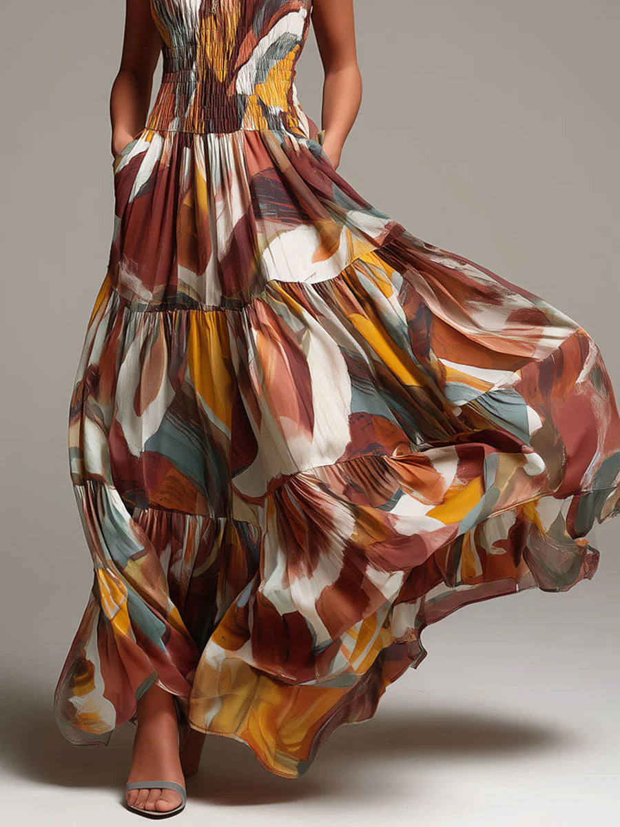 Aurelia | Abstract Flow Maxi Dress