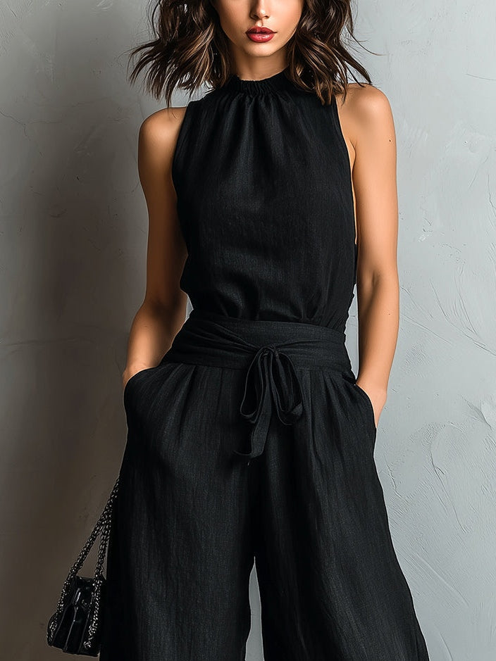 Avery | Halter Vest & Wide-Leg Pants Set
