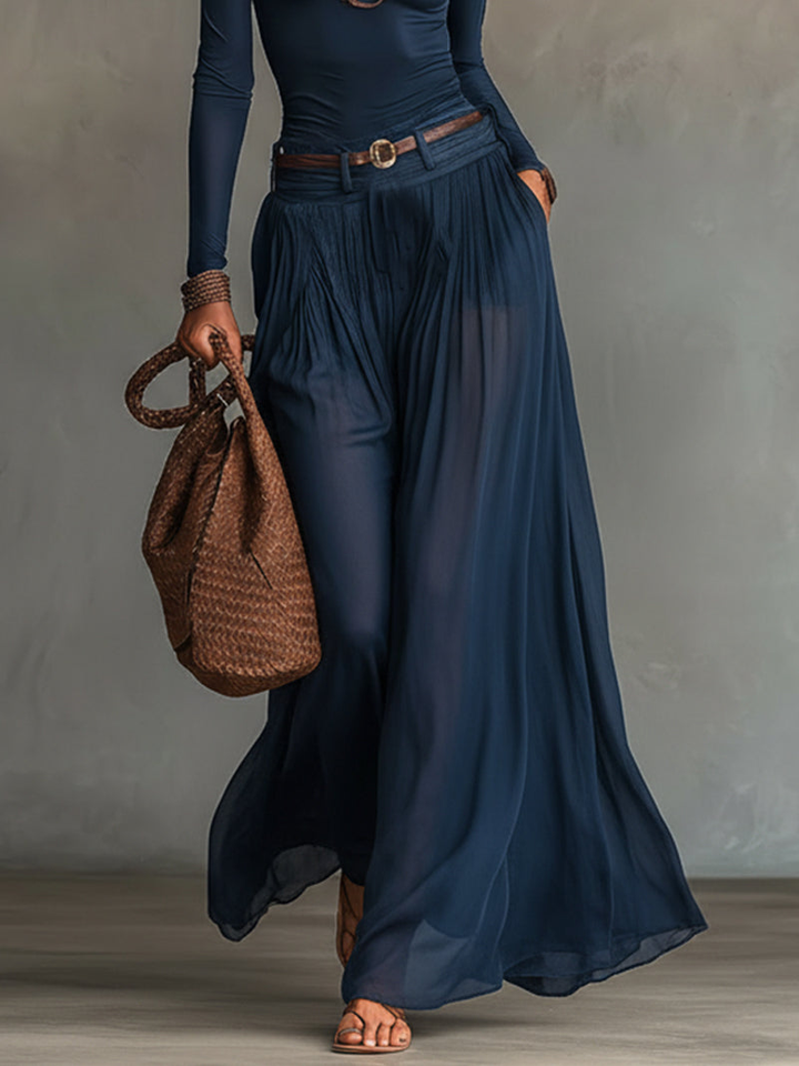 Camila | One-Shoulder Jersey Bodysuit & Sheer Maxi Skirt Set