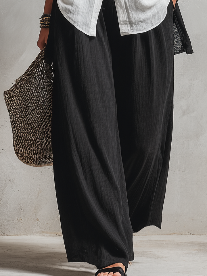 Monique | Three-Piece Set: Layered Cardigan & High-Waist Wide-Leg Pants