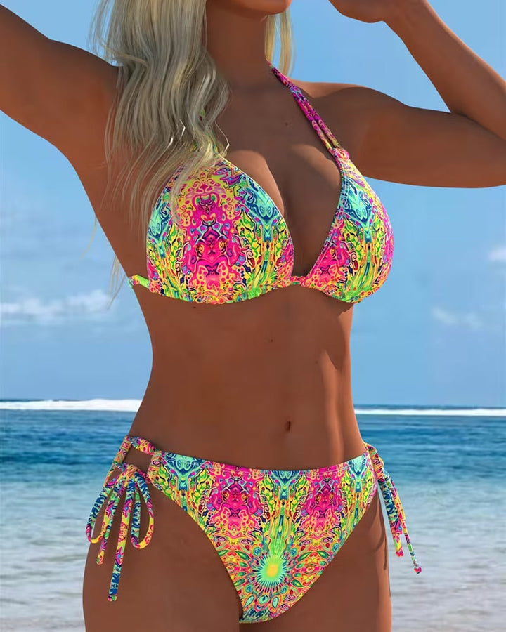 Colorful Halter Print Bikini