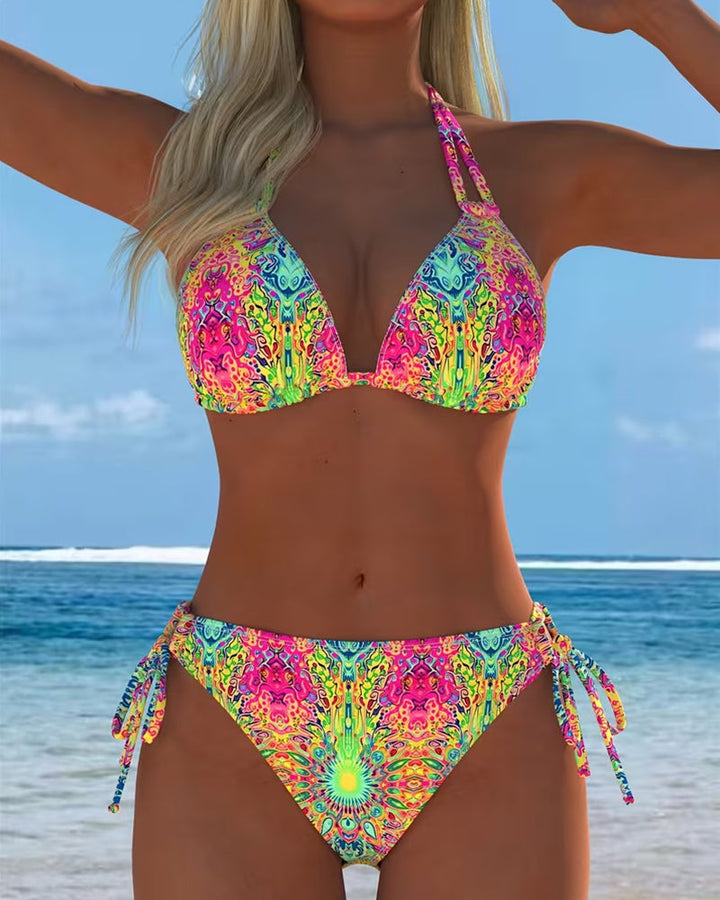 Colorful Halter Print Bikini