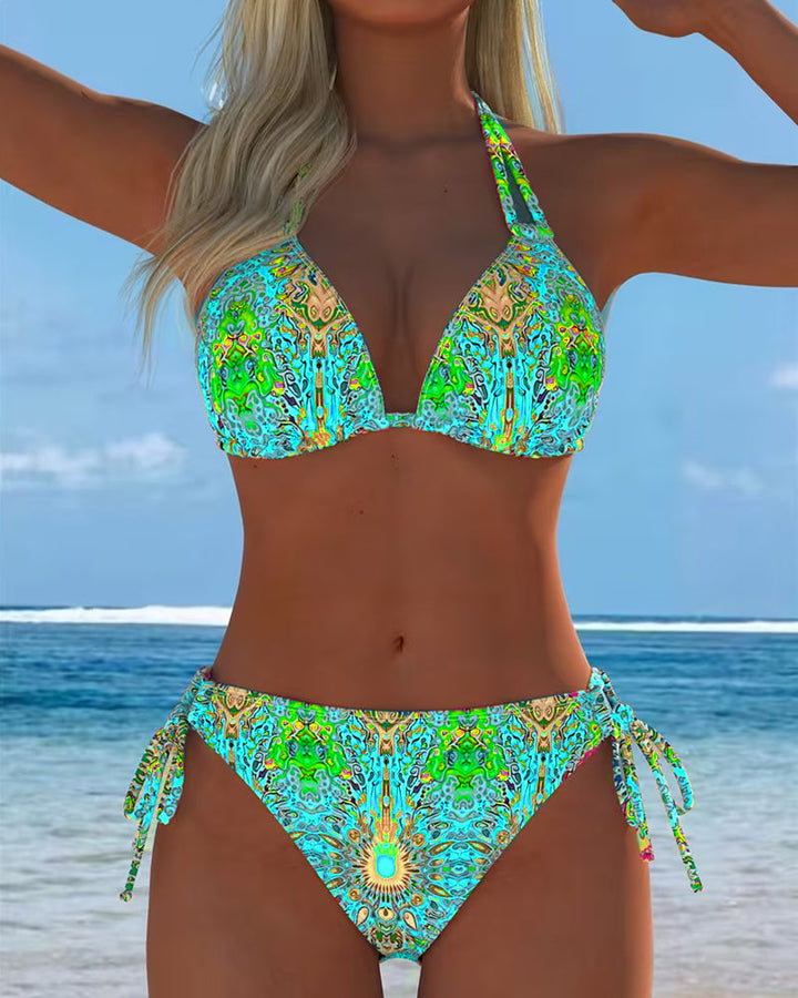Colorful Halter Print Bikini