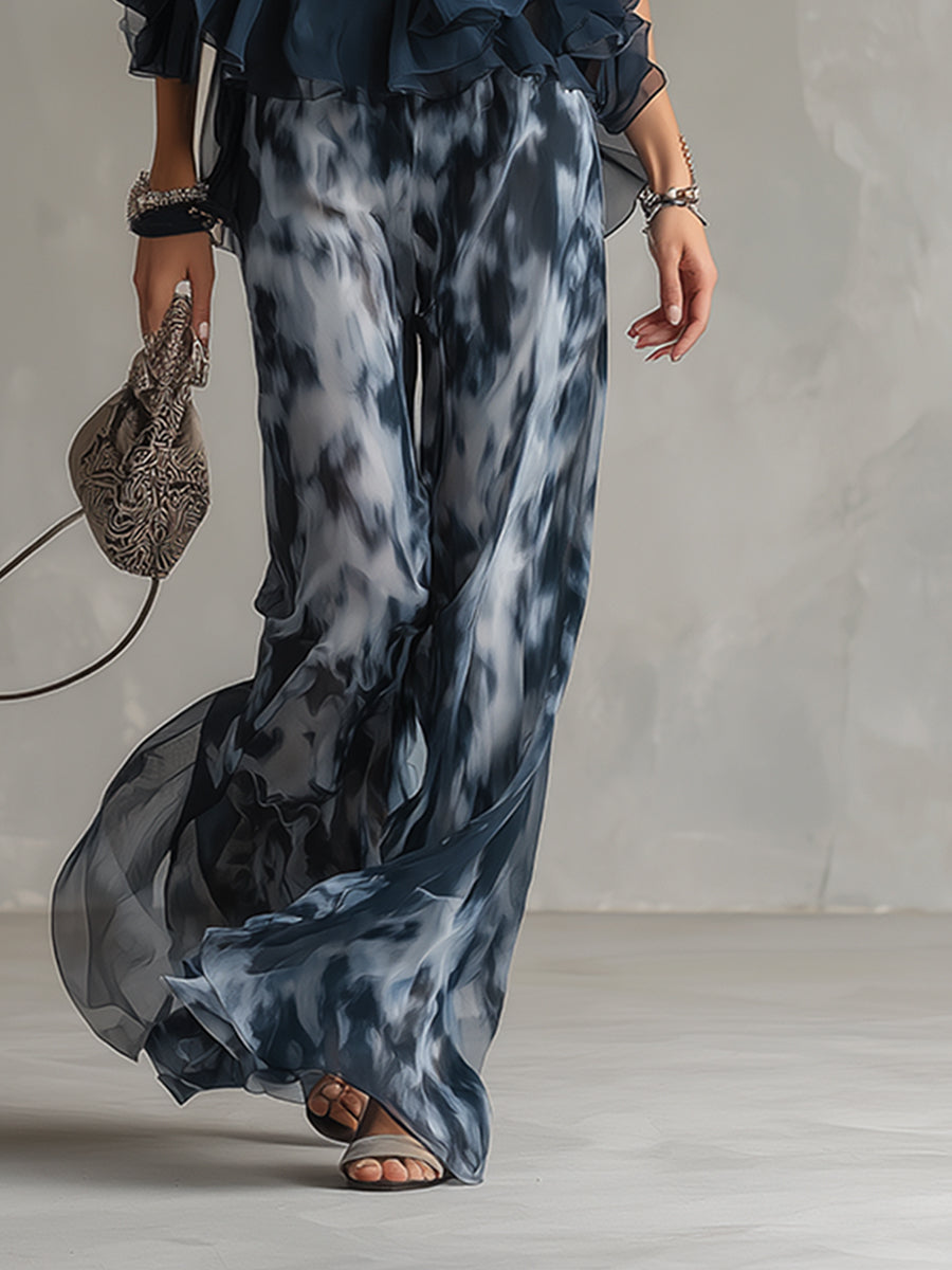 Ludovica | Stylish Navy Low Top and Wide Pants Set