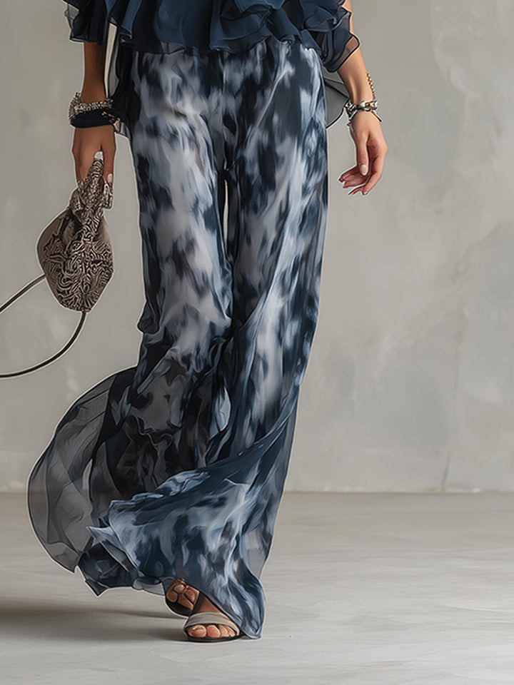 Ludovica | Stylish Navy Low Top and Wide Pants Set