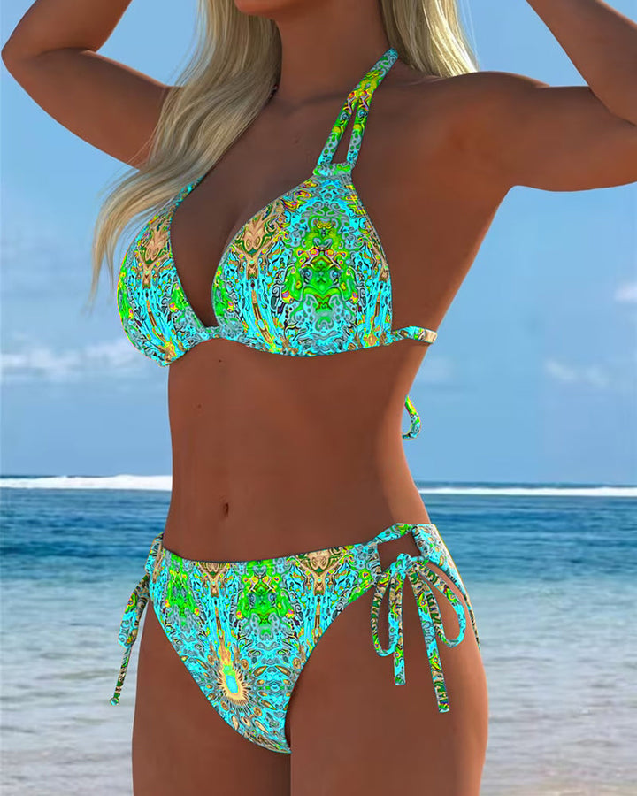 Colorful Halter Print Bikini