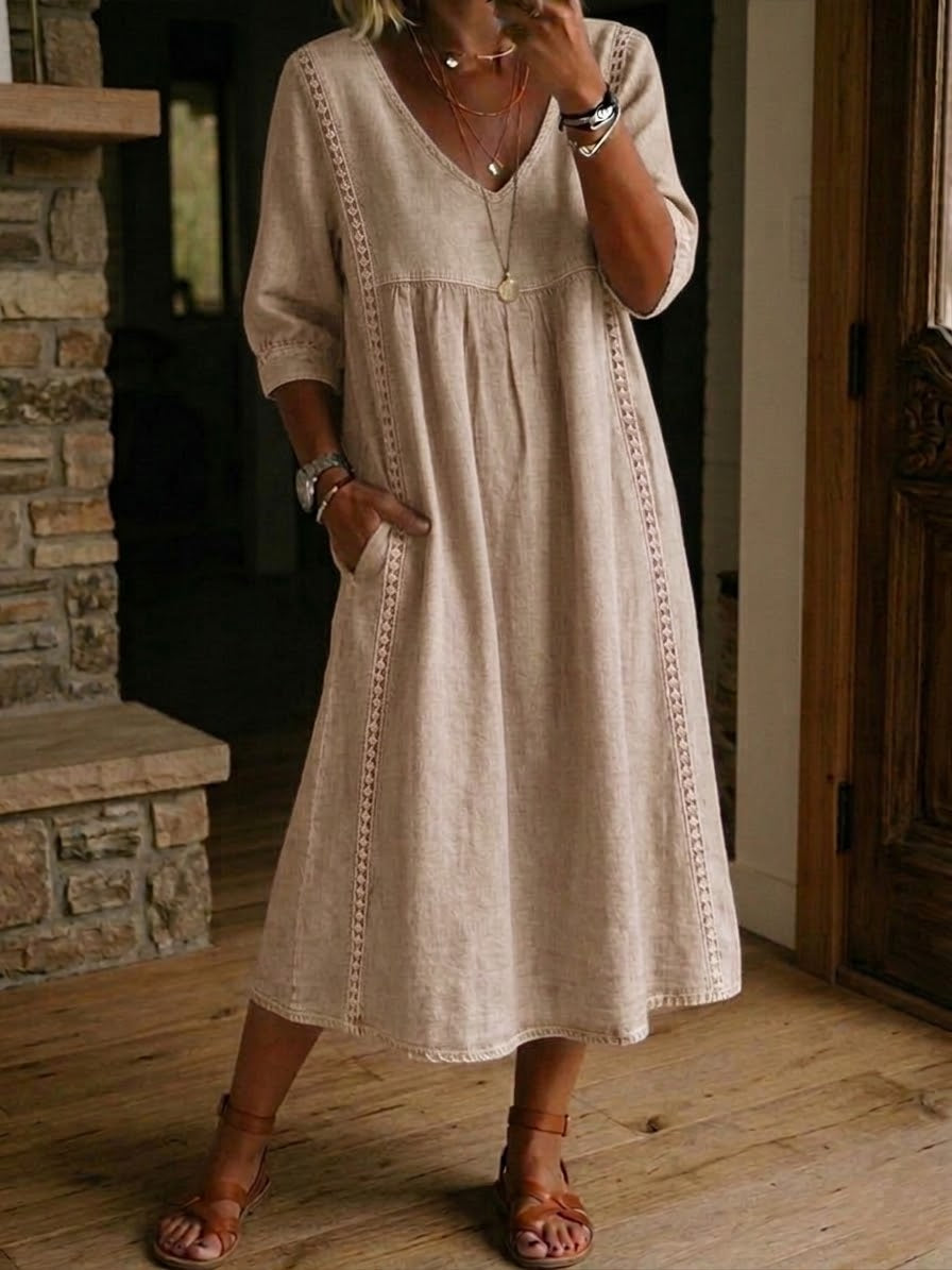 Aurelia | Loose Midi Dress with Lace