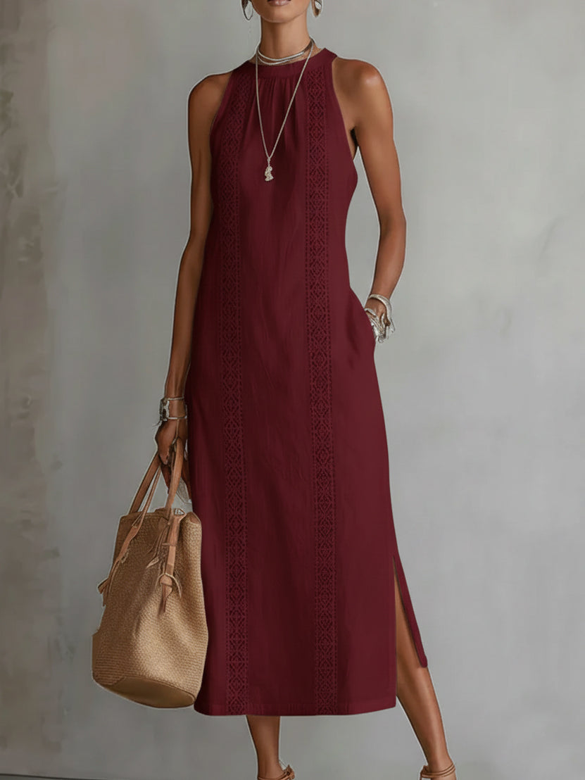 Berry | Loose Midi Dress with Embroidery