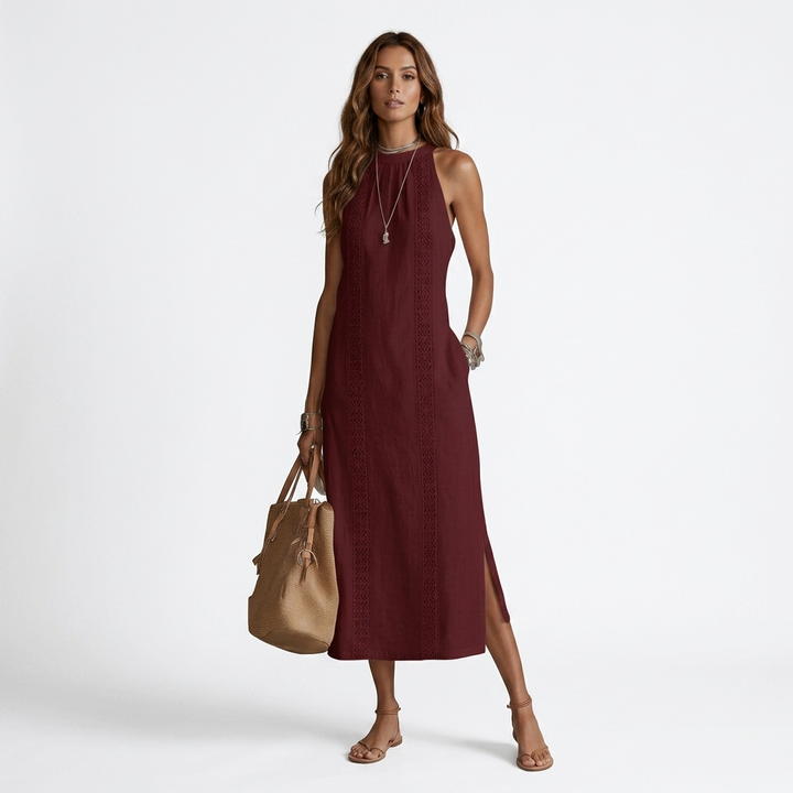 Jimena - Midi Dress with Mao Collar