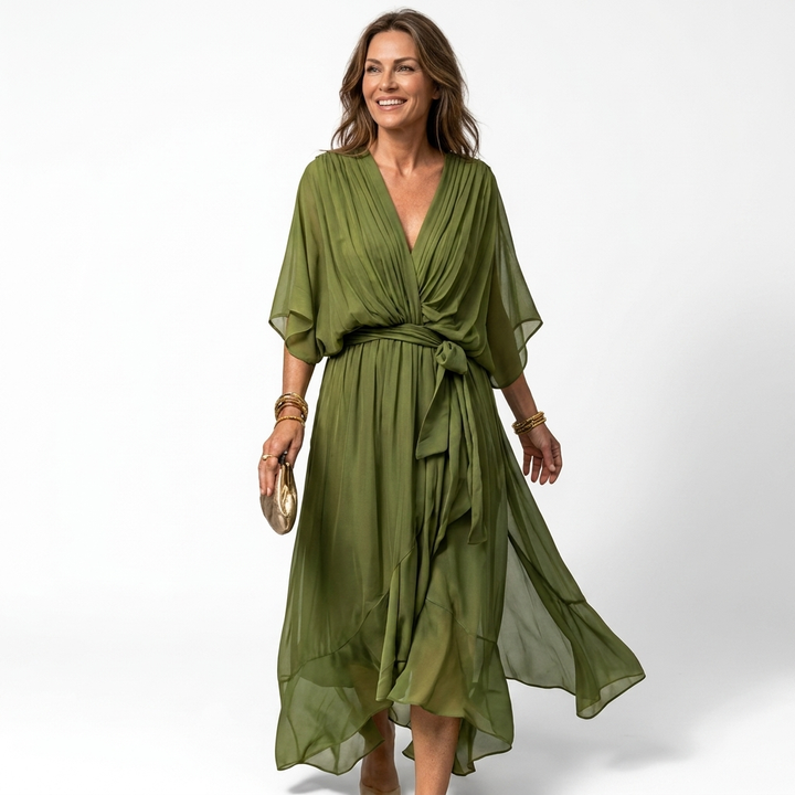 Helena - Dress with Wide V-Neck